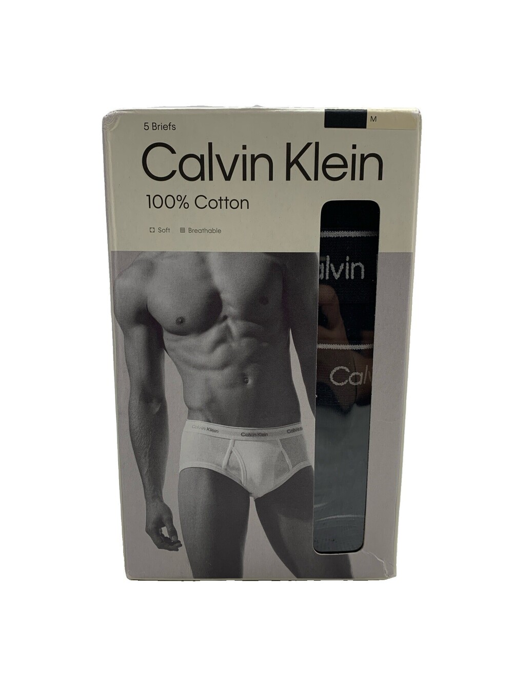Calvin Klein Men’s 100% Cotton Classic Brief Black Breathable Underwear M 5 Pack
